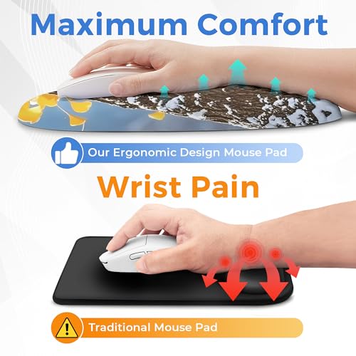 Ergonomic Mouse Pad with Wrist Support, Memory Foam Wrist Rest for Pain Relief & Carpal Tunnel, Non-Slip Base for Office, Computer, PC, Laptop (12x8x1.2inch, Cute Squirrel) - color: 13 Cute Squirrel