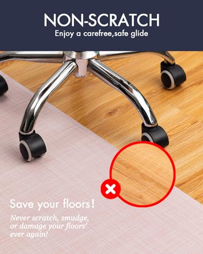 BARoyal Office Chair Mat for Hardwood Floor Under Desk Computer Rolling Chair Mat for Wood/Tile Floor Non-Slip Heavy Duty Desk Rug PVC Plastic Hard Floor Protector 45" x 53"(Blush) - color: Blush, size: 45" x 53"