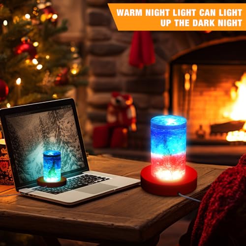 Mudder 2 Pcs Light LED Base Wood LED Display Base for Glass Art Decor Crystal Acrylic Resin, 16 Colored USB Light with Remote Wooden Round Lamp Stand for 3D Crystal Ball Room Home Decor(Red) - color: Red