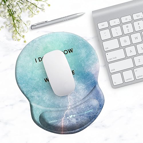 Ergonomic Wrist Support Mouse Pad - Comfortable Computer Mouse Pad with Non-Slip PU Base for Home Office Working Gaming (I Don't Know I Just Work Here) - color: Inspirational Quotes