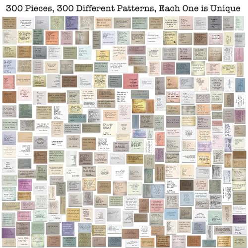 LakoArt 300 Pieces Non-repetitive Retro Typewriter Style Motivational Quote Stickers, Inspirational Vintage Journaling Stickers, Famous Words Scrapbook Sticker for Planner Bullet Junk Journal Laptop - style: 300 pcs, each one is unique