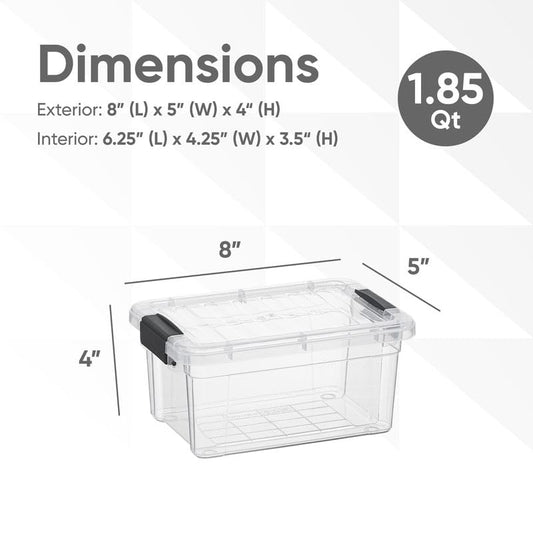 Superio Storage Bins with Lids- 3 Pack, 1.85 Qt Clear Boxes for Organizing, Stackable Plastic Containers- BPA Free, Non-Toxic, Odor Free, Organizer for Home, Office, Dorm - size: 1.85 Qt, style: 3 Pack
