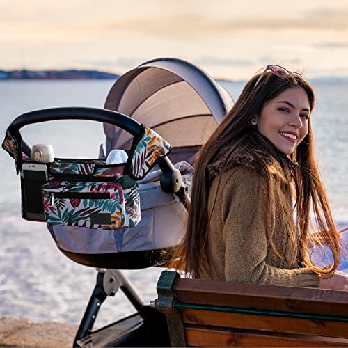 Momcozy Universal Stroller Organizer, 2 Insulated Cup Holders, Removable Zip Pocket, Adjustable Straps, Large Capacity Baby Essentials Compact Design, Fits Any Stroller (Multicolor) - color: Multicolor