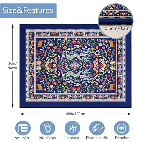 Office Chair Mat,48"x36"Floor Protector,Bohemia Desk Chair Mat,Chair Mat for Hard Wood and Tile Floor Chair mats - color: Dark Blue