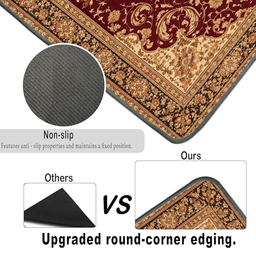 Nuxovilar Red Persian Medallion Rug Dryer Cover for the Top, Non-slip Washer & Dryer Protector, 23.62"x19.68" Dust-proof Washing Machine Mat, Diatom Mud Polyester Top Pad for Laundry Room - color: YYE08150