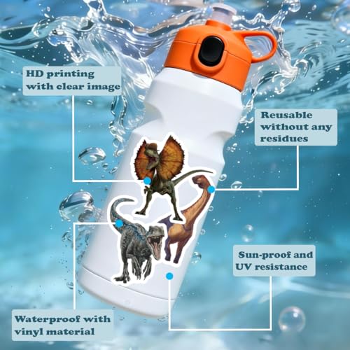 110pcs Jurassic Dinosaur Stickers for Kids Waterproof Vinyl Dino Stickers for Boys Girls Teens Waterbottle Scrapbook Laptop Skateboard Computer (CK-028-A) - style: Jurassic Dinosaur