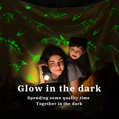 Gitrat Glow in The Dark Blanket Dinosaur Throw Blanket for Boys Kids Cute Dino Blanket Unique Christmas Toys Gifts Gray Glowing Dinosaur Room Decor Blankets for Girls Teens - color: Yellow Dinosaur, size: Twin Size 60" x 80"(150 x 200 cm)
