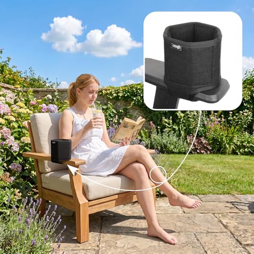 Cosmos Arm Chair Cup Holder Armrest Water Bottle Holder Drink Beverage Can Stand for Armrest Chair, Recliner, Gaming & Office Chairs, Foldable Felt Armchair Coaster Rack, Black Color