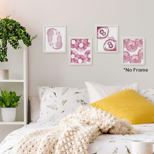 TLESKE Pink Preppy Cheetah Lucky 8 Balls Posters Prints Unframed 8x10 Set of 4, Trendy Disco Balls Wall Art Prints Decor for Teen Girls Dorm Bedroom Living Room, Retro Aesthetic Wall Pictures - color: pink disco, size: 10L" x 8W"
