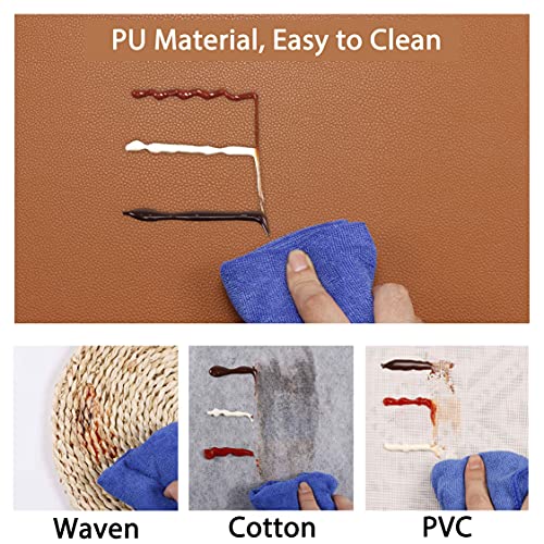 Wipeable Placemats Leather Table Mats Waterproof Heat-Resistant Easy to Clean for Dining Table Set Kitchen Table (6, Brown) - color: Brown, size: set of 6