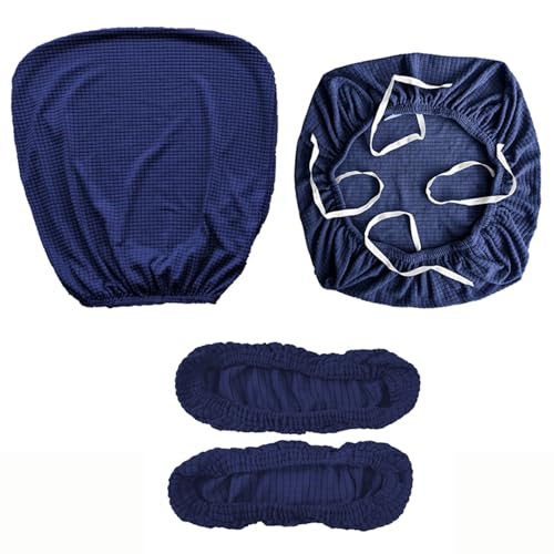HAPPYDOG 4 Pcs Office Chair Covers Set Stretchable Protective Rotating Computer Chair Seat Covers with Armrest Covers (Dark Blue) - color: Dark Blue