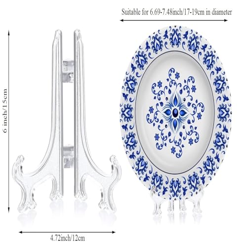 Patelai 48 Pcs Mini Easel Stands 6 Inch Plastic Plate Stand Holder Display Picture Easel for Display Picture Frame Collectibles Desktop Weddings Party Home Decoration (Clear) - color: Clear, size: 6 Inch