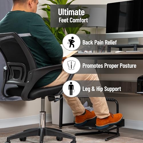 Mind Reader Foot Rest, Under Desk at Work, Ergonomic, Height Adjustable, Office, Metal, Black - size: Metal Foot Rest