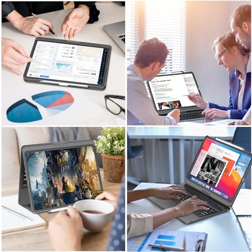 GGH Touch for iPad Keyboard Case Air 13 (M3 2025 / M2 2024) &12.9 iPad Pro (6th,5th,4th, 3rd Gen),360° Rotatable Protective Cover Multi-Touch Trackpad Keyboard Case with Pencil Holder - Grey - color: Grey
