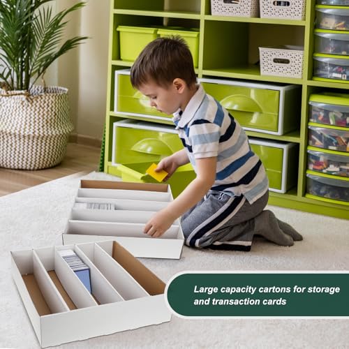 Yexiya 12 Pcs 5000 Count Card Storage Boxes for Trading and Gaming Cards White Cardboard Organizer with Divider Collector Holders Collectibles Box for Sports Basketball Collecting