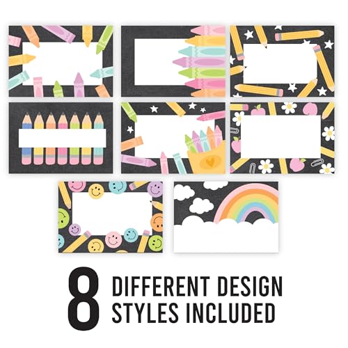 Self Adhesive Name Tags Sticker -56 Student Nametags Sticker, Classroom Labels Teacher Supplies, Cubby Stickers, Sticky Locker Tags, Guest Name Badges Parties & Events, Chalkboard Classroom Decor - color: Chalk Pastel