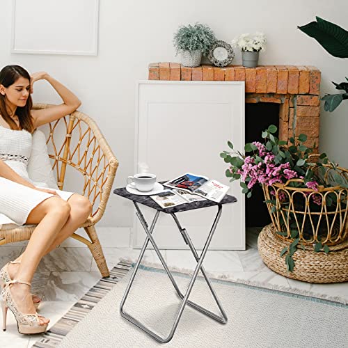 Garden 4 you Portable Folding TV Tray/TV Trays Foldable Dinner Snack Trays Table, Portable Foldable Table Small Sofa Bedside Tables with Light Weight, 15 x 18.9 x 26 in(Black Marble,1PC) - color: Black Marble, size: 1pc