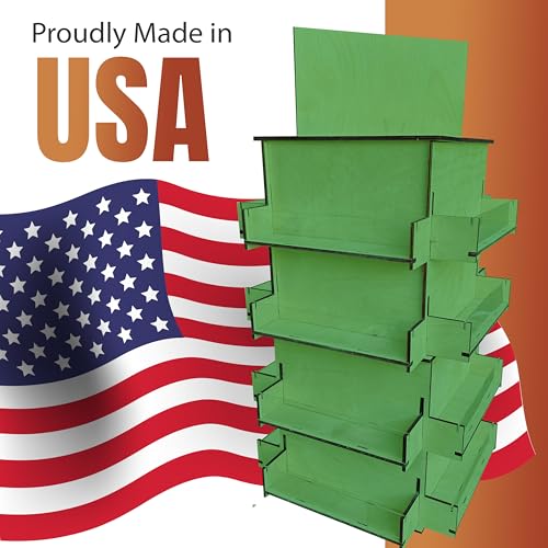TORCHED DISPLAYS 4-Sided Rotating Display Stand - Craft Shows, Trade Shows, Markets - Small & Medium-Sized Items like Stickers, Postcards, Coasters, Note Pads, Napkins, Easy to Assemble (Green) - color: Green