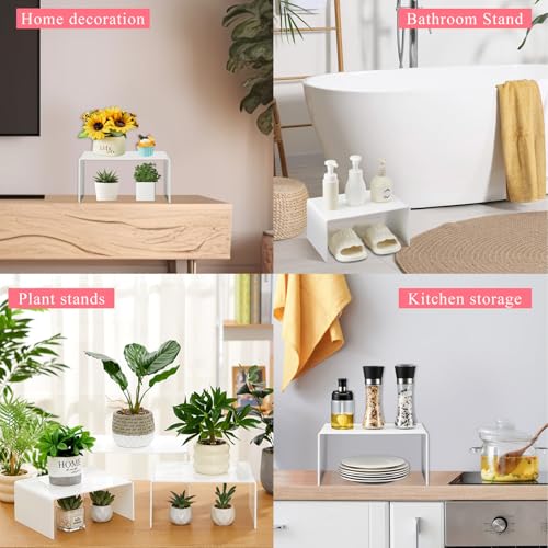 RattanView 3 Pcs Extra Large 12, 11, 10.25 Inch White Acrylic Display Risers Rectangular Acrylic Shelf Riser Display Stands 5 mm Thick for Collectibles Figures Cupcakes Plants