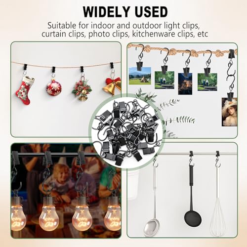 50 Pack S Hooks Curtain Hanging Clips, Stainless Steel Curtain Hooks 2.4 Inch Metal Clips Hook for Hanging Photo Christmas Party Lights Courtyard Decoration Art Craft