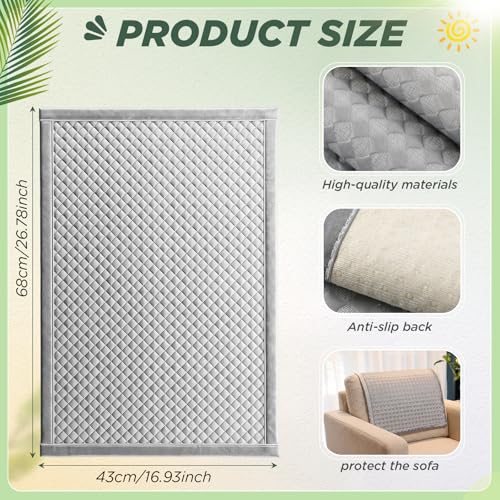 3 Pcs Cooling Recliner Headrest Protector Ice Silk Non Slip Couch Covers Cool Chair Headrest Cover for Summer Home Office Sofa Theater Seat Furniture Slipcover(Gray) - color: Grey