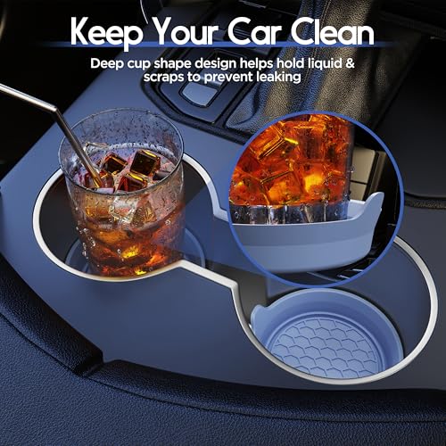 Amooca Car Cup Coaster Universal Automotive Waterproof Non-Slip Cup Holders Sift-Proof Spill Holder Car Interior Accessories 2 Pack Gray Blue - color: Gray Blue Solid, size: 2 Pack