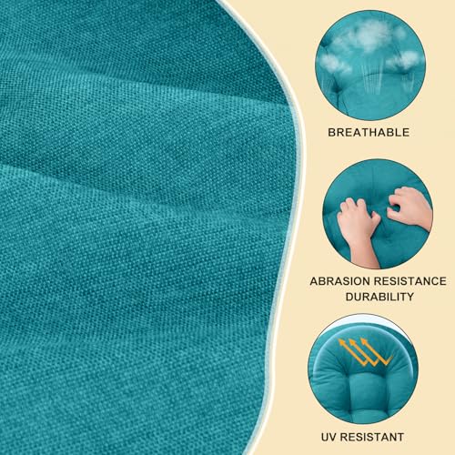 Rocking Chair Cushion - Chenille Fabric, High-Density Sponge, Durable Comfort Non-Slip Bottom Tufted Seat Pads with Ties, Chenille︱Blue, 44x19x4 inch - color: Chenille | Blue