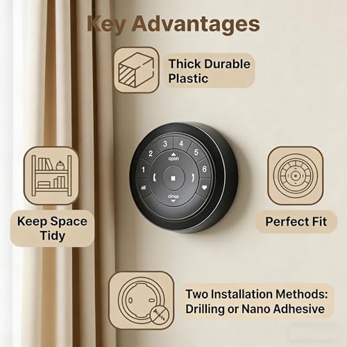 Wall Mount Holder for Hunter Douglas PowerView Remote Control Gen 2 & Gen 3– Surface Mount Bracket Station Only (Black)