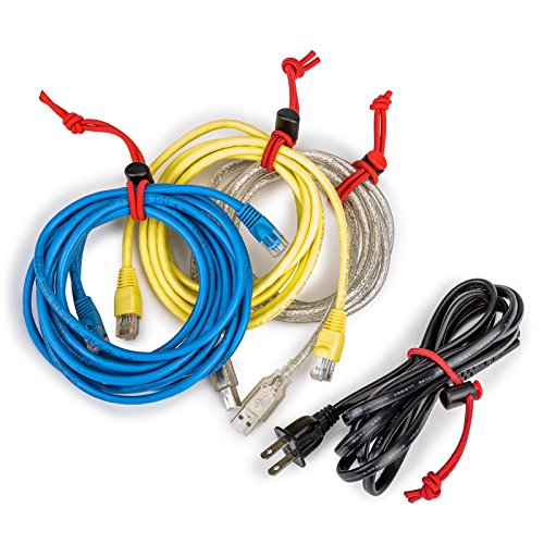 Think Tank Red Whips Adjustable Elastic Bungie Cable Ties V2.0 for Camera Accessories - 10 Regular, 2 Long Ties - Total Pack of 12