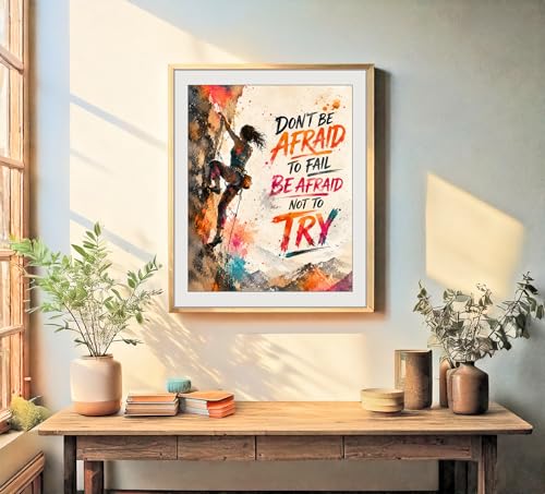 Inspirational Watercolor Rock Climbing Girl Geometric Illustration Art Print for Girl's Bedroom Empowerment, Mountain Gear Locker Boost, Young Climber Surprises, Team Captain Honors, Coach Gifts - 8x10 Unframed Print - style: Rock Climbing
