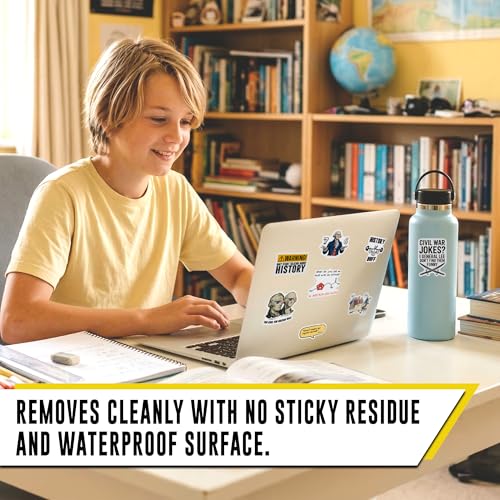 History Stickers 12pcs for Students Teachers, History Nerd Stickers, US American Historical Design, Waterproof Laptop Water Bottle Stickers - color: History
