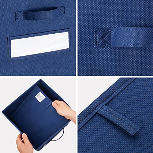 11 Inch Storage Cube,Storage bin (Set of 10) Foldable Fabric Cube Storage Bins with 10 Labels Window Cards & a Pen,Baskets Containers for Shelves,Closet Organizers Box,cube storage,Navy Blue - color: Navy Blue, size: 11"