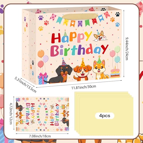 Hooqict Large Dog Gift Bag Dog Birthday Gift Bag with Handles, Tissue Paper, Greeting Card for Kids Boys Girls Pet Puppy Themed Birthday Party Decorations Supplies - color: Dog