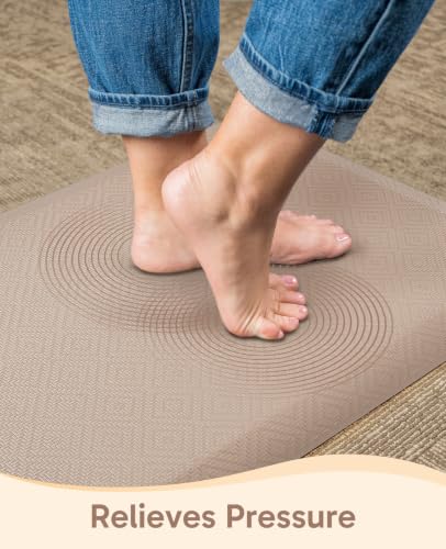 Ophanie Kitchen Mats for Floor,3/4 inch Thick,20x32 Anti Fatigue Cushioned Mat with 99+ Pairs of Anti-Slip Bottom Ridges,Kitchen Rugs,Waterproof,Comfort Ergonomic Standing Mat for Office,Home,Sink - color: Beige, size: 20"L x 32"W x 0.8"Th