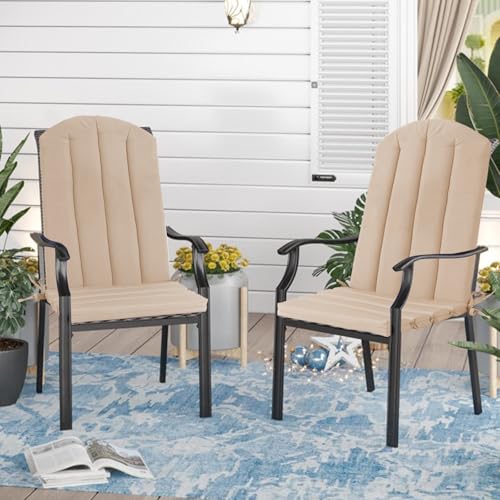 Adirondack Chair Cushion Set of 2 Indoor Outdoor Furniture Cushions Rocking Chair Cushions with Straps Replacement Folding Patio Chair Pad,19.7x18.9x1.5 Inch(Khaki) - color: Khaki