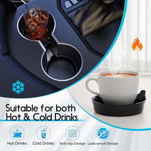 Amooca Car Cup Coaster Universal Automotive Waterproof Non-Slip Cup Holders Sift-Proof Spill Holder Car Interior Accessories 2 Pack Black - color: Black Solid, size: 2 Pack