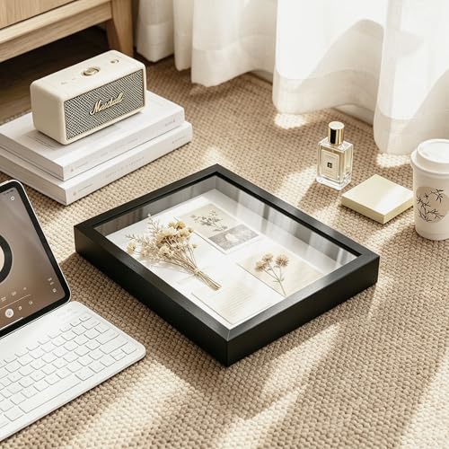 Picrit 8x10 Shadow Box Frame, Display Case Box with High Definition Real Glass and Black Back for Memorabilia, Baby Items, Wedding Memories, Crafts, Tickets and Photos, Black - color: Black, size: 8x10
