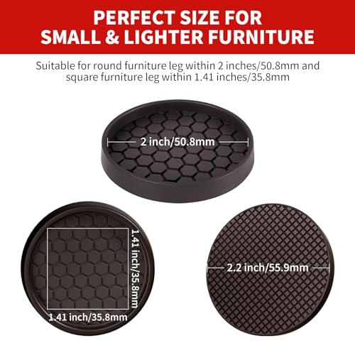 Ezprotekt Non Slip Furniture Pads, 8 Pcs 2" Anti Skid Rubber Furniture Caster Cups, Anti-Slip Furniture Coasters for Hardwoods Floors, Anti Slide Floor Protectors for Bed Couch Stoppers (Brown) - color: Brown