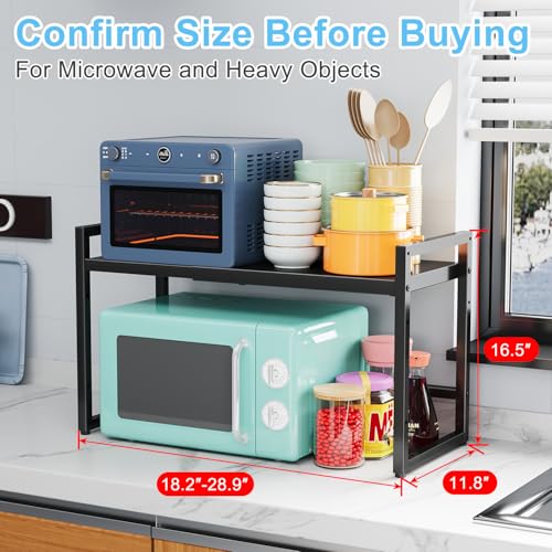 Expandable Metal Storage Shelves, 110LBS Heavy Duty Shelving Units and Storage for Pots Pans Small Appliances, Adjustable Metal Storage Shelf Organizer Rack for Kitchen Cabinets Closet Pantry Garage - size: 1 Tier๏ผ11.8"D x 28.9"W x 16.3"H
