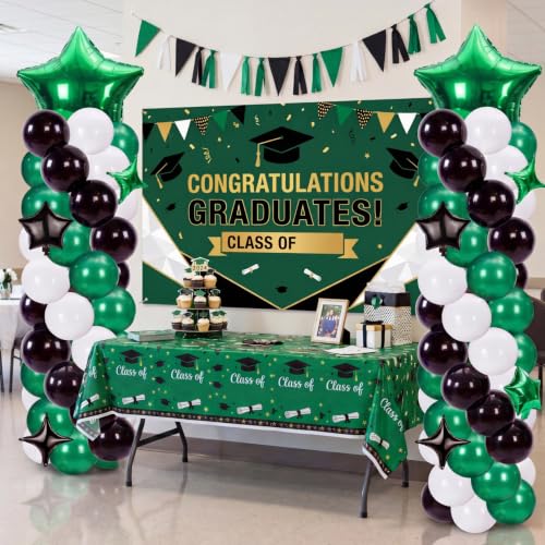 Gejoy 110 Pcs Football Party Balloon Column Stand Kit Green White Black Adjustable Tower Stand from 1.4 to 6.6 ft with Bases for Football Party Back to School Wedding Birthday Baby Shower - color: Green White Black