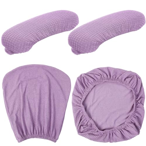 Tallew 4 Pcs Office Chair Covers Set Computer Universal Protective Stretchable Chair Seat Covers Desk Armrest Slipcovers Pads Office Cushion Backrest for Rotating (XL,Lilac Purple) - color: Lilac Purple