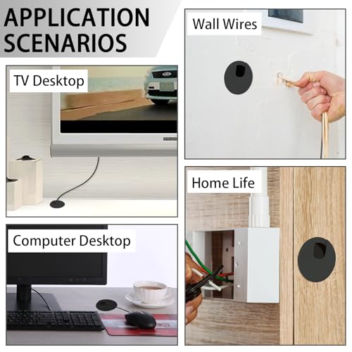 1.5 Inch(38mm) Desk Grommet,13 Pieces Wire Grommet, Desk Hole Cover for Cables with Hole Saw,Plastic Cable Cord Wire Hole Cover for Desk, Table,Cabinet,Countertop and Other Furniture(Black) - size: 1.5IN/38mm Black-U