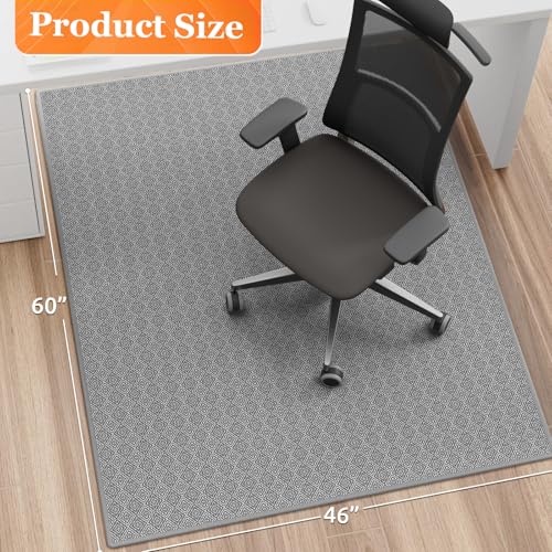 KMAT Office Chair Mat, 46x60in Heavy Duty Hardwood/Tile Floor Protector, Floor Mat Computer Desk Mat for Rolling Chairs, Work, Study, Office, Grey - color: Grey, size: 46"x60"