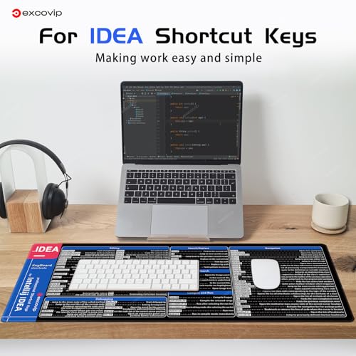 excovip IDEA Commands Shortcuts Mouse Pad -80x30x0.2 cm Extended Large Cheat Sheet Mousepad PC Office Spreadsheet Keyboard Mouse Mat Non-Slip Stitched Edge 0362 - color: For IDEA