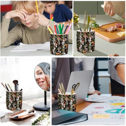 Pen Pencil Holder for Desk, Ceramic Pen Cup Cute Makeup Brush Holder, Unique Desk Multifunctional Pens Organizer for Home, Office, Mushrooms Pattern - color: Mushrooms Pattern