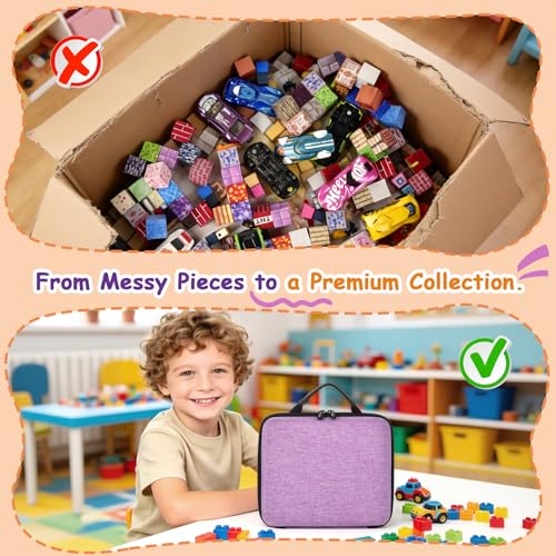 COMECASE Magnetic Block Storage Case Compatible with Goody King/for Magneverse/for LADFAR/for Intoypad, Fits 300+ 0.8in Cubes, Hard Carrying Bag with Divider for Kids STEM Building Blocks (Bag Only) - color: Purple