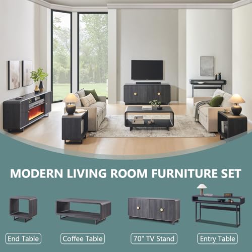 IFGET 63-Inch Long Console Table, 31.5" Tall Modern Entryway Table with Open Storage Shelf, Curved Profile Design, Narrow Wood Sofa Table Behind Couch Table for Living Room, Hallway, Foyer, Dark Grey - color: Dark Grey