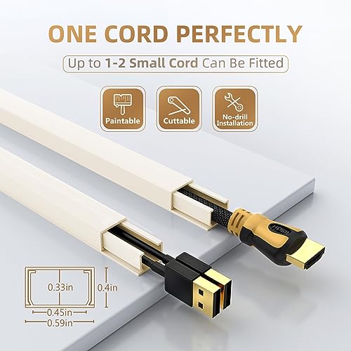 Delamu Beige Cord Hider, 85in Cord Covers for Wires on Wall, One-Cord Cable Hider, Wire Hiders Wire Covers for TV Cords on Wall, Easy Mount Cable Cover Management Kit, 6X L14.2 W0.59 H0.4in, Beige - color: Beige, size: 85in L x 0.59in W x 0.4in H