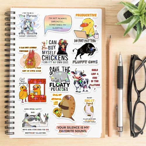 Funny Holographic Stickers for Adults, 150Pcs Sarcastic Stickers Vinyl Hilarious Meme Decals for Kindle Phone Case Bumper Water Bottles Laptops Scrapbook