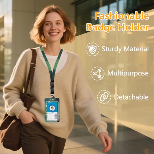 Black Cat and Plant for ID Badge Holder, Black Cat and Plant ID Badge Holder with Heavy-Duty Retractable Reel Clip, Gift for Teacher Nurse Adult - color: Blackcat-green